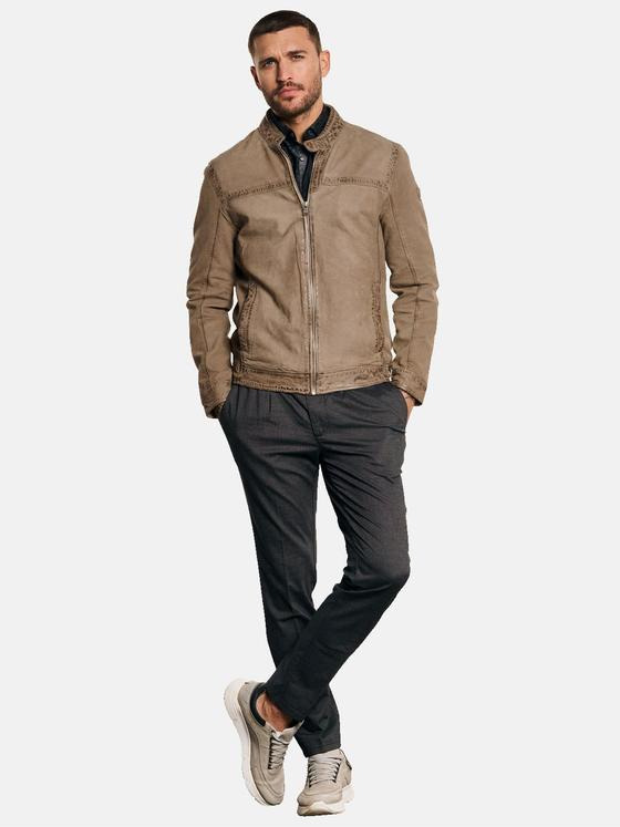 emilio adani Herren Lederjacke aus Nubukleder Beige 32974