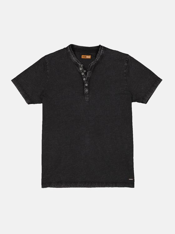 emilio adani Herren Henley-Shirt aus Baumwolle Schwarz 34543