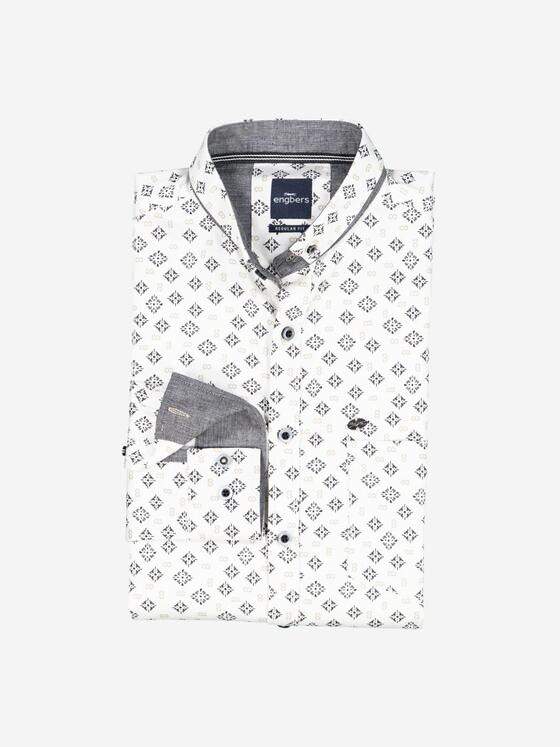 engbers Herren Langarm-Hemd gemustert Sand 38016