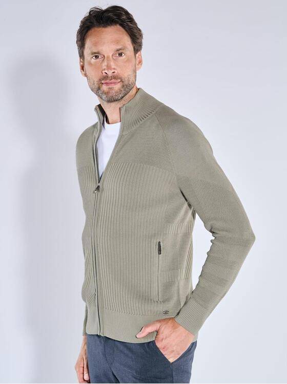 engbers Herren Strickjacke mit Strukturwechsel Gruen 39232