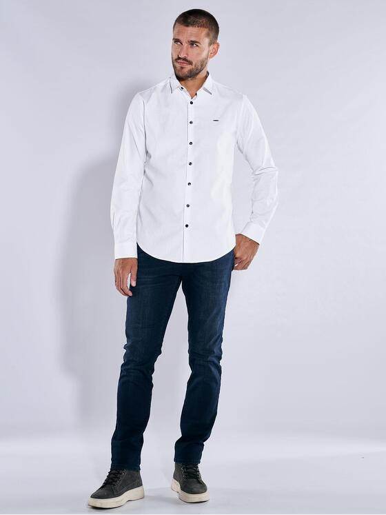 emilio adani Herren Langarm-Hemd uni Weiß 37283