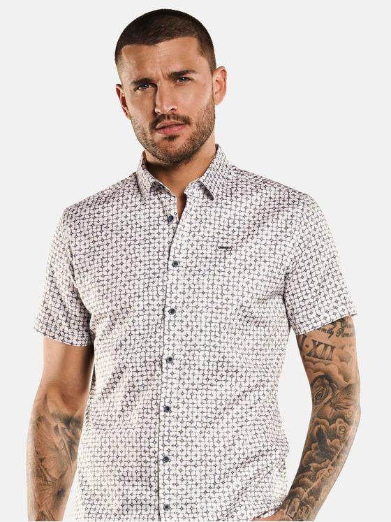 emilio adani Herren Kurzarm-Hemd gemustert Beige 33101