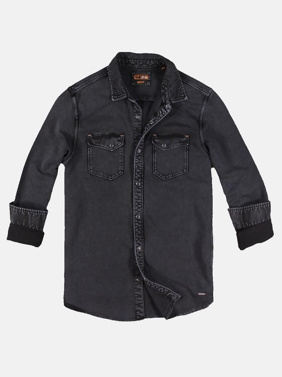 emilio adani Herren Innovatives Langarm-Poloshirt Schwarz 30203