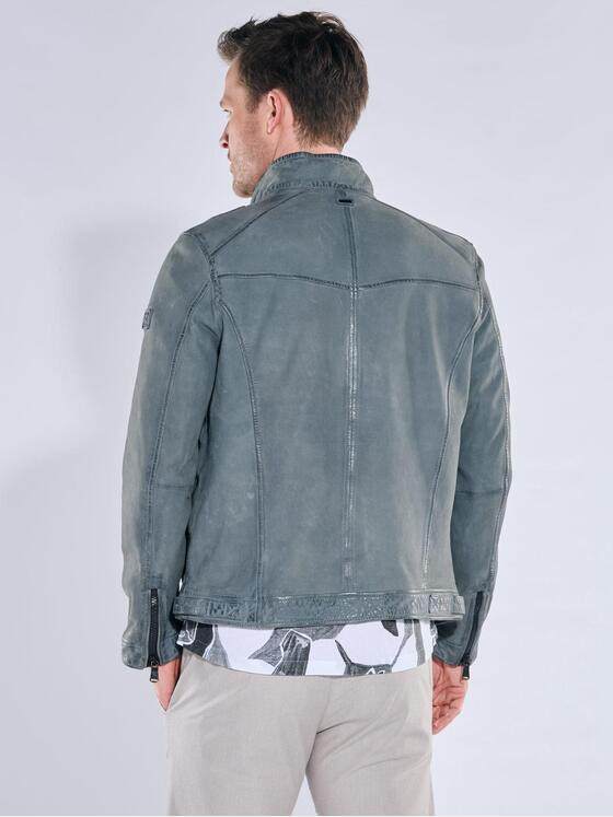engbers Herren Lederjacke mit langem Stehkragen Hellblau 40224