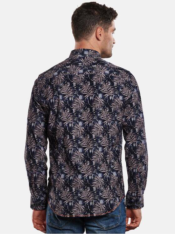 engbers Herren Langarm-Hemd mit floralem Print Saphirblau 32279