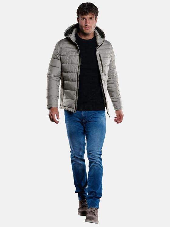 engbers Herren Steppjacke mit abnehmbarer Kapuze Kieselgrau 33302