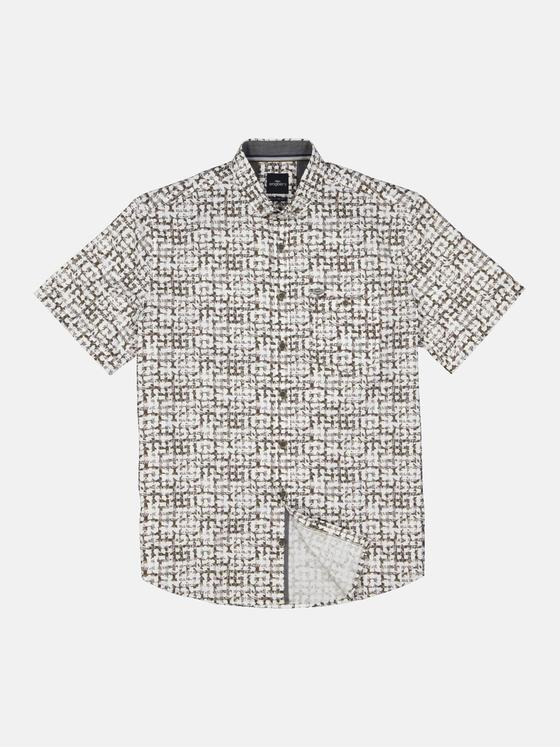 engbers Herren Kurzarm-Hemd gemustert Oliv 34763