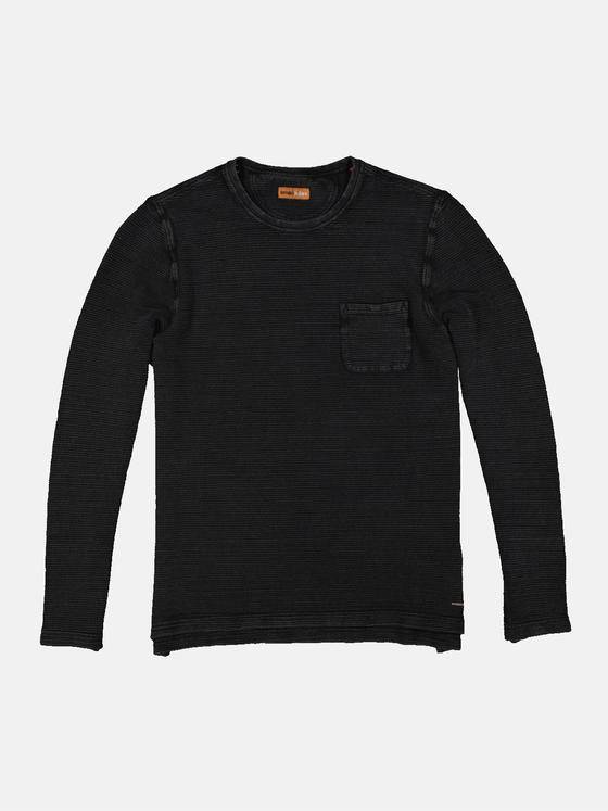 emilio adani Herren Langarm-Shirt strukturiert Schwarz 34315
