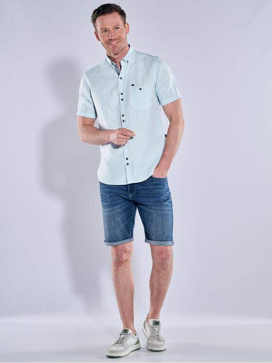 engbers Herren Kurzarm-Hemd mit Leinenanteil Hellblau 38383