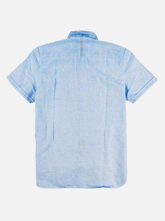 emilio adani Herren Kurzarmhemd mit floralen Kontraststoffdetails Blau 29771