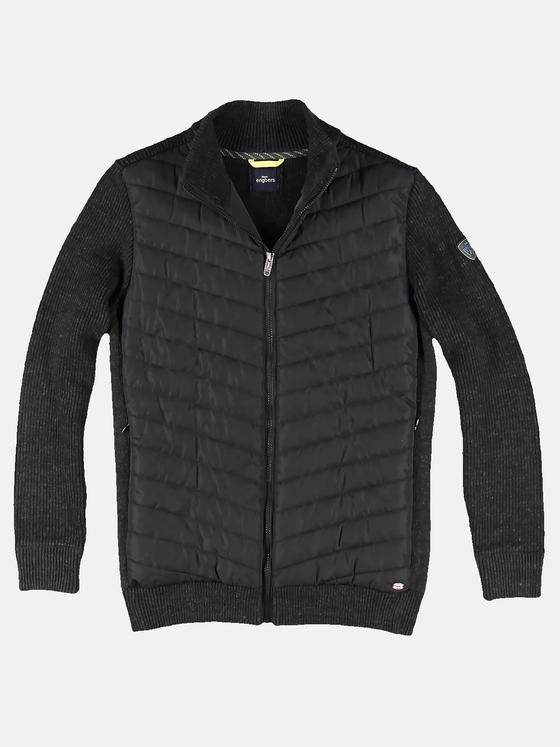 engbers Herren Sportliche Materialmix-Strickjacke Schwarz 30474