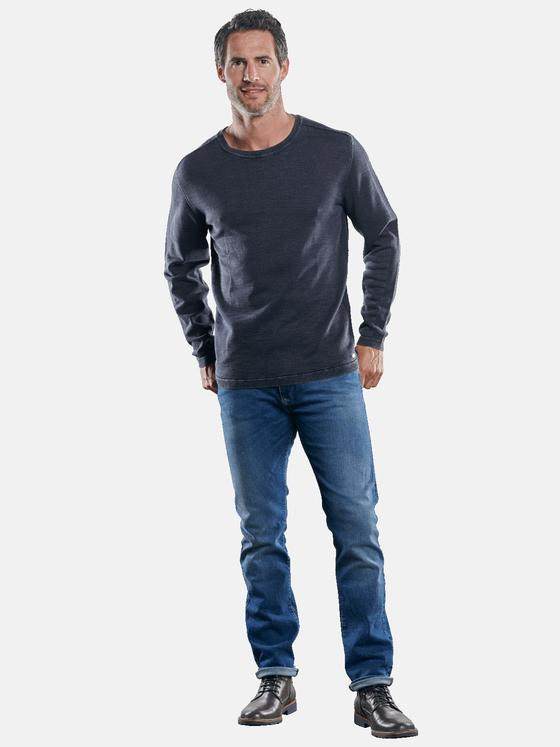 engbers Herren Sportiver Baumwollpullover mit modischem Rundhalsausschnitt Blau 30433