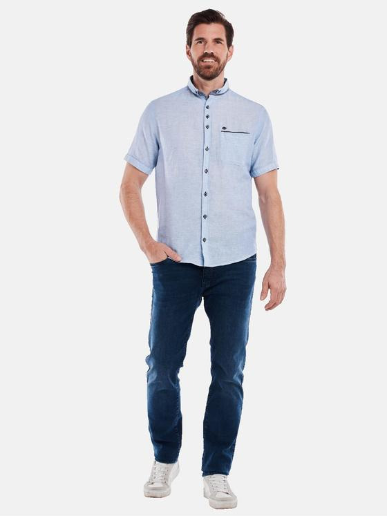 engbers Herren Kurzarm-Hemd uni Blau 34951