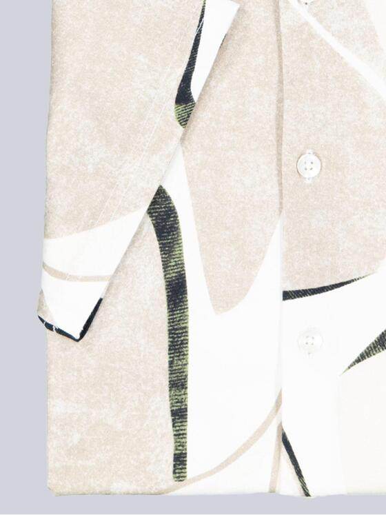 emilio adani Herren Kurzarm-Hemd gemustert Beige 38993