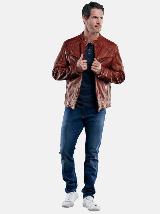 engbers Herren Bikerjacke rustikal gefärbt Rot 29087