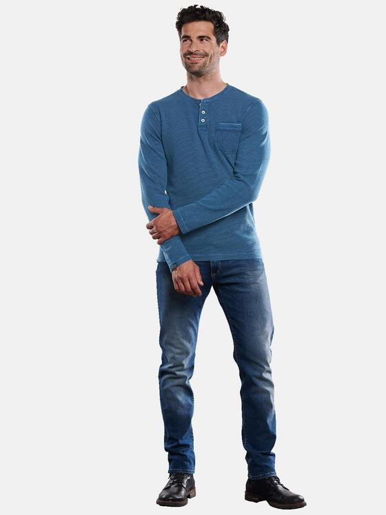 engbers Herren Henley-Shirt authentisch gewaschen Blau 31787