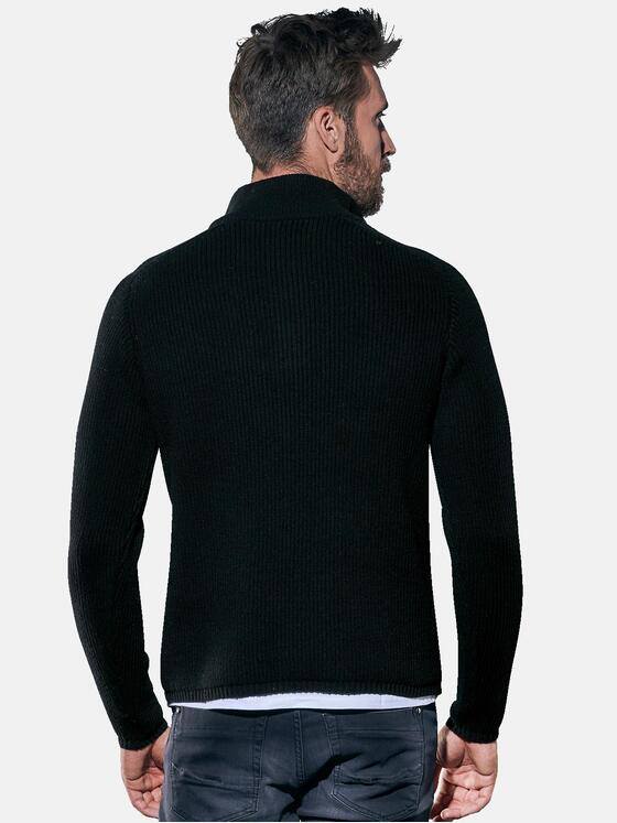 emilio adani Herren Hochwertiger Troyer-Pullover Schwarz 30937