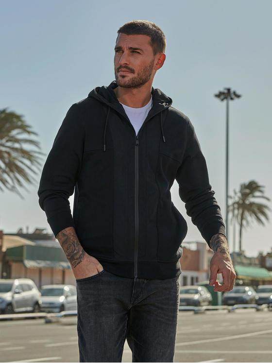 emilio adani Herren Innovative Sweatjacke mit Kapuze Schwarz 32620