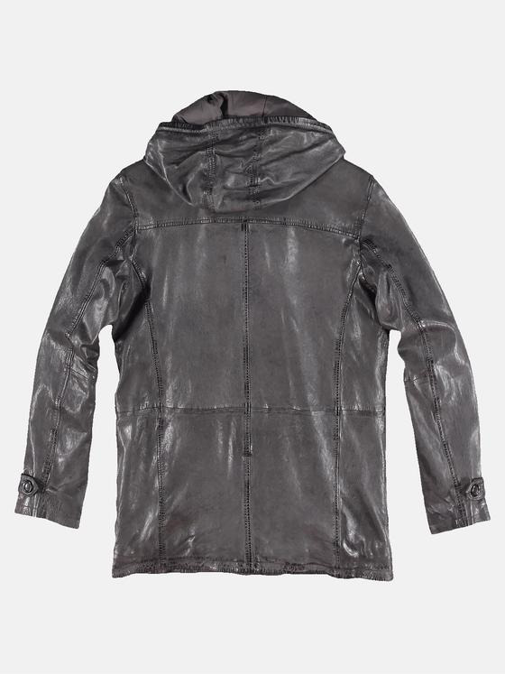 engbers Herren Lederparka mit Kapuze Grau 30218