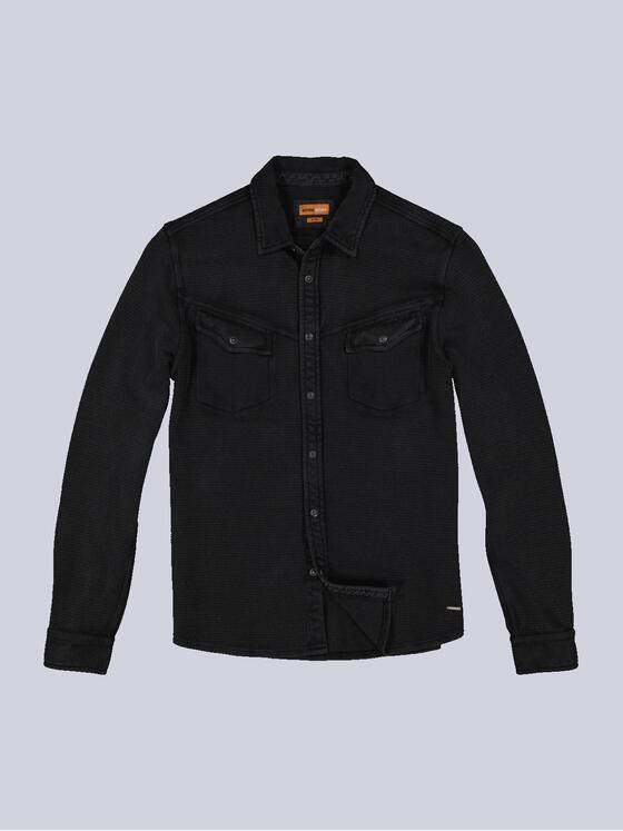 emilio adani Herren Langarm-Shirt mit Polo-Kragen Schwarz 35623