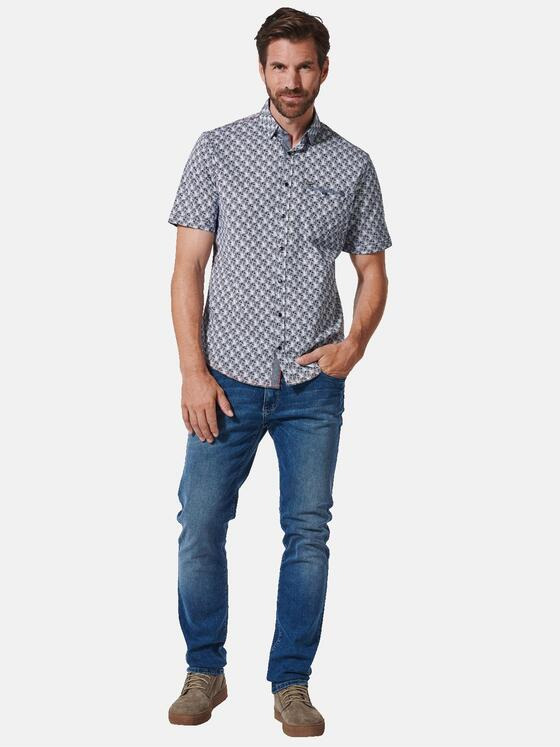 engbers Herren Kurzarm-Hemd gemustert Marineblau 35146