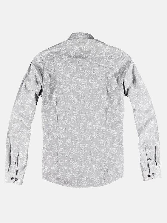 emilio adani Herren Langarmhemd mit floralem Muster Grau 30549