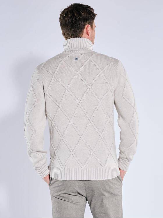 ENGBERS GERMANY Herren Rollkragen mit edlem Zopfmuster Hellgrau 39702