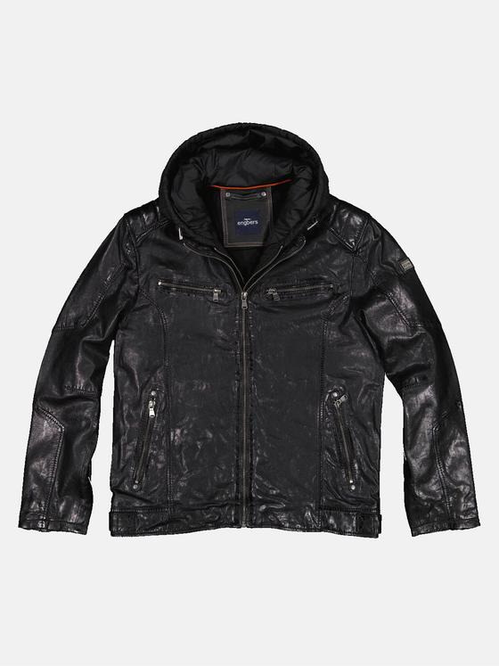 engbers Herren Lederjacke mit Inlet Schwarz 32255