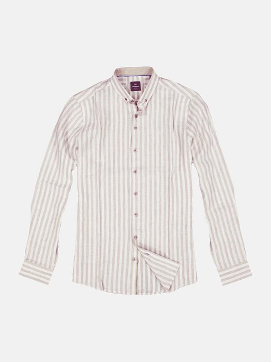 ENGBERS GERMANY Herren Langarmhemd aus Leinen Braunbeige 34781