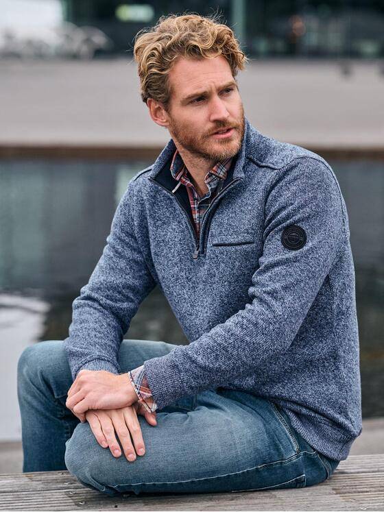 engbers Herren Sweatshirt mit Stehkragen Mittelblau 39531