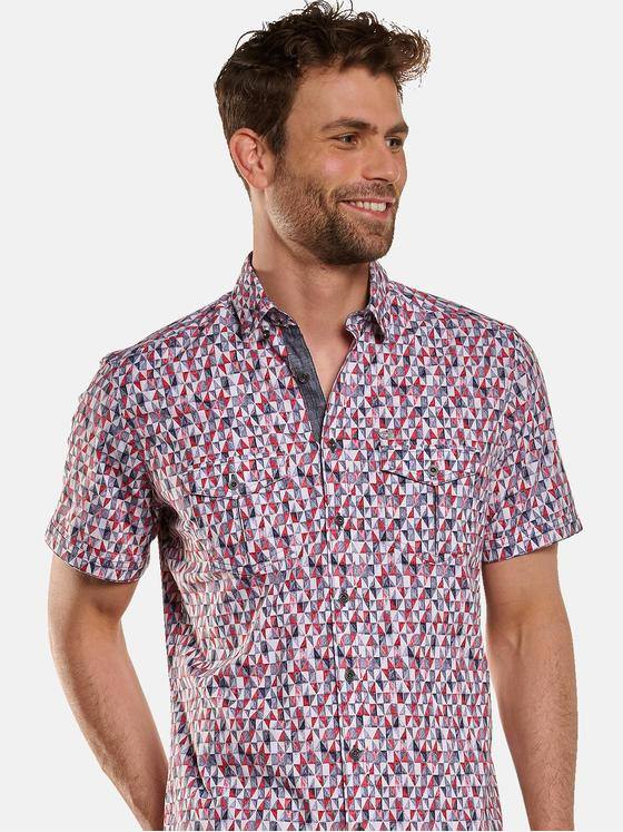 engbers Herren Kurzarm-Hemd gemustert Feuerrot 33065