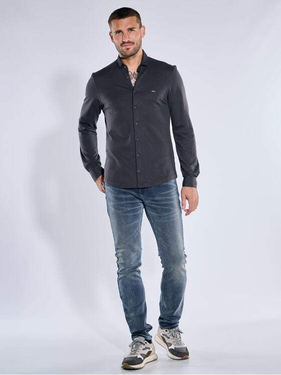 emilio adani Herren Langarm-Hemd aus Jersey Anthrazit 39605