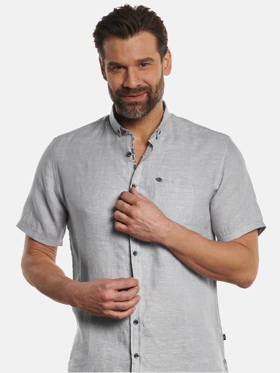 engbers Herren Hemd kurzarm aus 100 % Leinen Silbergrau 32822