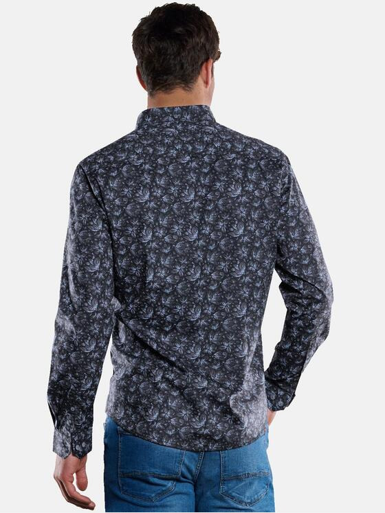 engbers Herren Langarm-Hemd gemustert Schwarz 33660