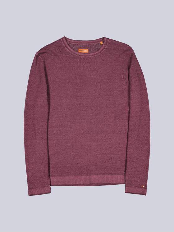 emilio adani Herren Merino-Pullover mit Reiskorn-Struktur Dunkelrot 41183