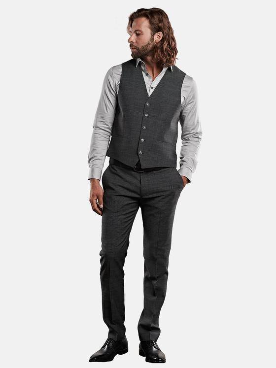 emilio adani Herren Anzugweste mit minimal Muster Grau 29019