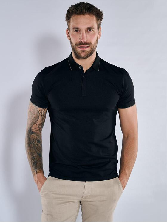 emilio adani Herren Polo-Shirt regular Schwarz 36847