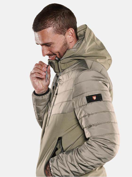 emilio adani Herren Steppjacke mit Materialmix Beige 33297