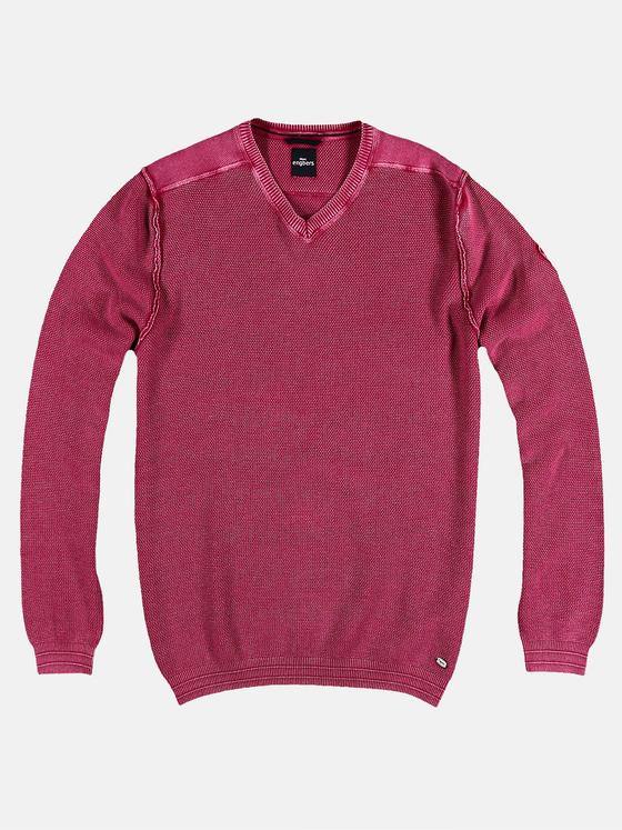 engbers Herren Baumwollpullover mit Rippstruktur Magenta 28949