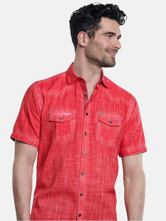 engbers Herren Kurzarm-Hemd aus Leinenmix Rot 31688