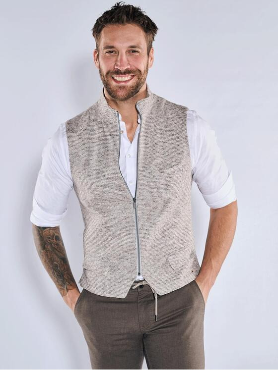 emilio adani Herren Sakko-Weste slim fit Beige 36381
