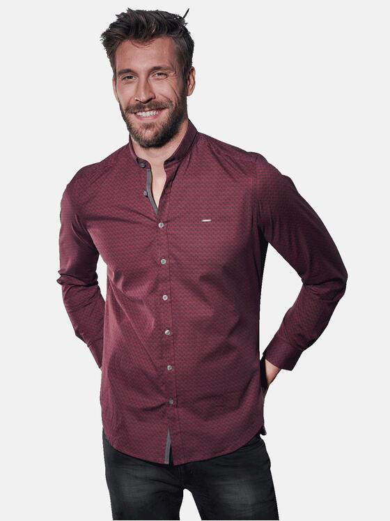 emilio adani Herren Gemustertes Langarmhemd Rot 30815