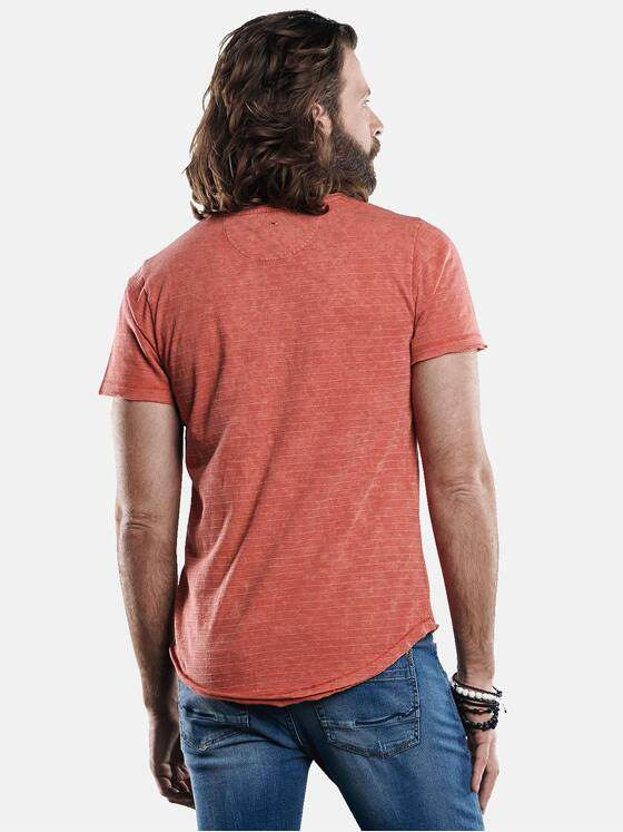 emilio adani Herren Rundhals T-Shirt mit dezentem Streifenmuster Rot 29680