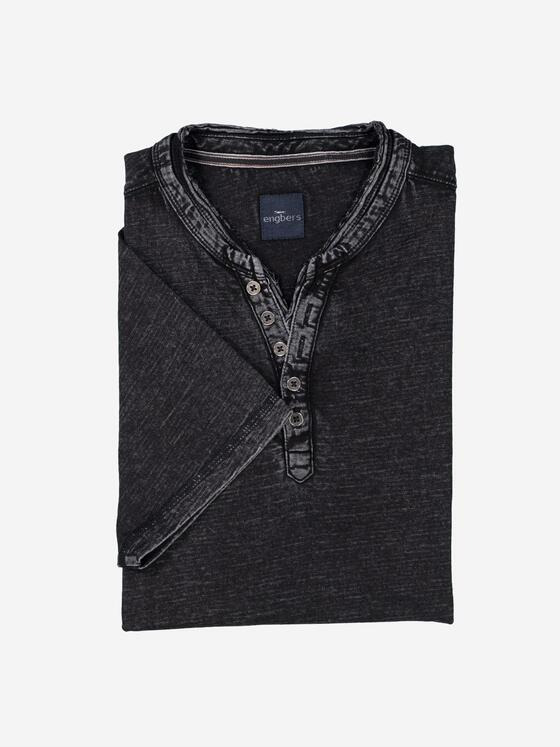 engbers Herren Henley-Shirt uni Schwarz 37305