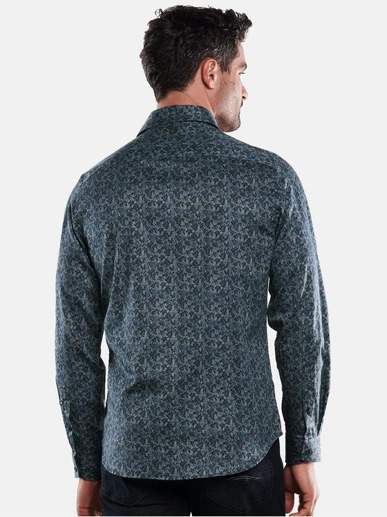 ENGBERS GERMANY Herren Langarm-Hemd gemustert Petrolblau 31886