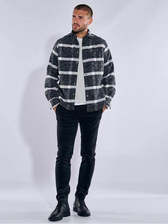 emilio adani Herren Overshirt kariert Anthrazit 37866