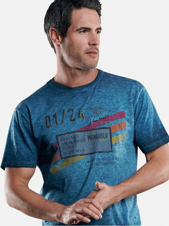 engbers Herren Modisches Print-Shirt Petrolblau 29224