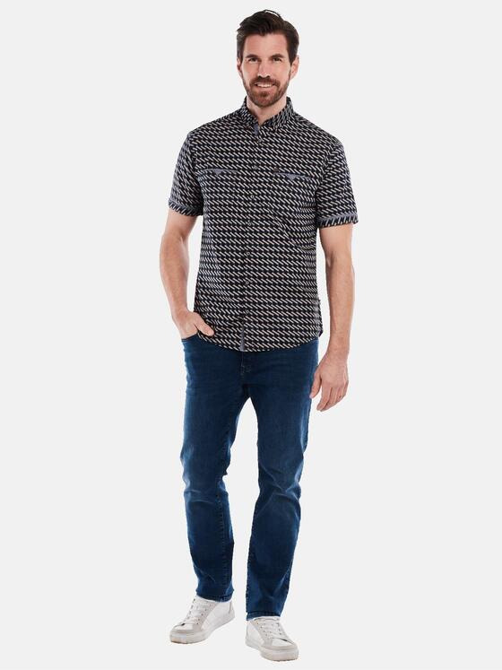 engbers Herren Kurzarm-Hemd gemustert Blau 35206