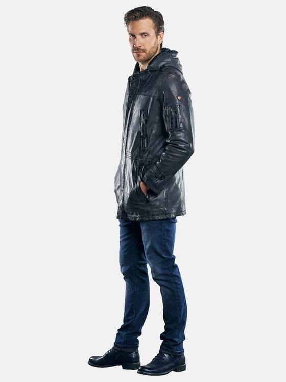 emilio adani Herren modischer Leder-Parka Grau 30197