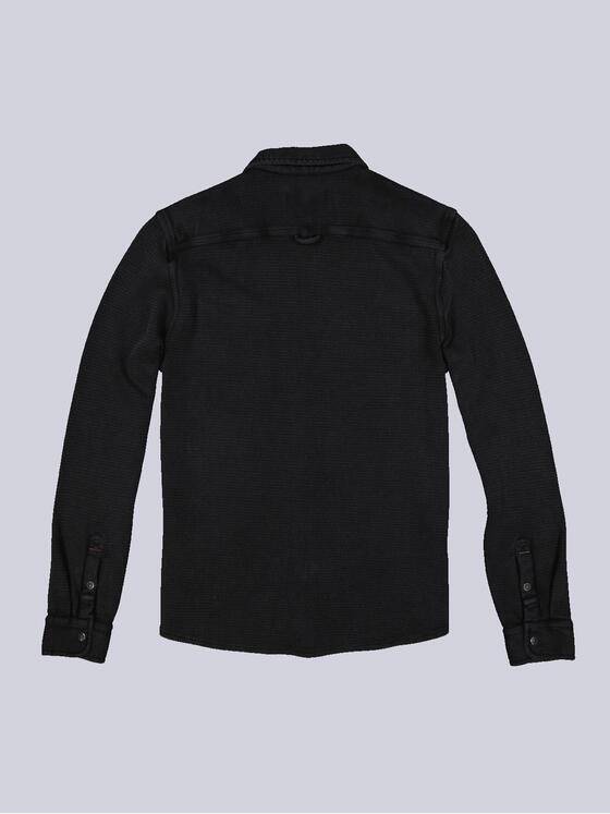 emilio adani Herren Langarm-Shirt mit Polo-Kragen Schwarz 35623